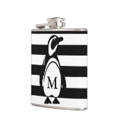 Monogram zwarte en witte pinguïn en stripes heupfles (Links)