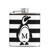 Monogram zwarte en witte pinguïn en stripes heupfles (Voorkant)