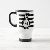 Monogram zwarte en witte pinguïn en stripes reisbeker (Links)