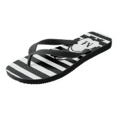 Monogram zwarte en witte pinguïn en stripes teenslippers (Schuin)
