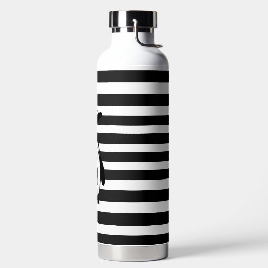 Monogram zwarte en witte pinguïn en stripes waterfles (Links)