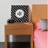 Monogram zwarte en witte poka Dot Canvas Afdruk