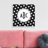 Monogram zwarte en witte poka Dot Canvas Afdruk (Insitu (Woonkamer))