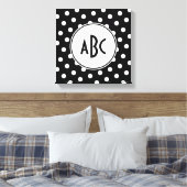 Monogram zwarte en witte poka Dot Canvas Afdruk (Insitu (Slaapkamer))