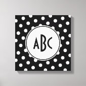 Monogram zwarte en witte poka Dot Canvas Afdruk (Voorkant)
