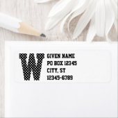 Monogram zwarte en witte poka Dot Etiket (Insitu)