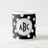 Monogram zwarte en witte poka Dot Grote Koffiekop (Voorkant)