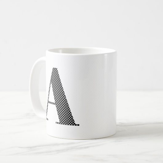 Monogram zwarte en witte poka Dot Koffiemok (Voorkant links)