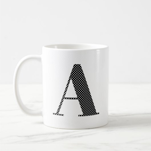 Monogram zwarte en witte poka Dot Koffiemok (Links)