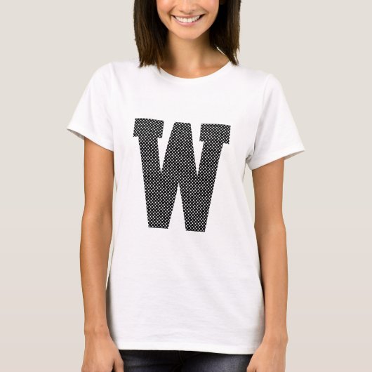 Monogram zwarte en witte poka Dot T-shirt (Voorkant)