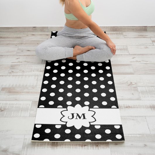 Monogram zwarte en witte poka Dot Yogamat