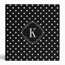 Monogram zwarte en witte poka Dots