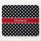 Monogram zwarte en witte poka Dots Carranberry Nam Muismat (Voorkant)