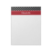 Monogram zwarte en witte poka Dots Carranberry Nam Notitieblok (Linkerzijde)
