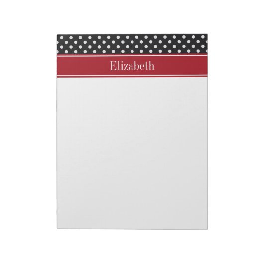 Monogram zwarte en witte poka Dots Carranberry Nam Notitieblok (Linkerzijde)