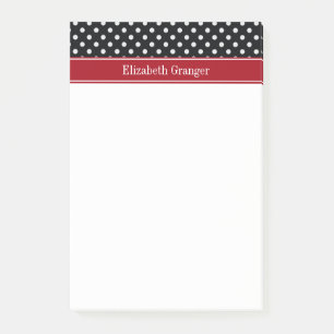Monogram zwarte en witte poka Dots Carranberry Nam Post-it® Notes