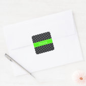 Monogram zwarte en witte poka Dots Limoen Naam Vierkante Sticker (Envelop)