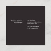 Monogram zwarte en witte poka-punten vierkante visitekaartje (Achterkant)