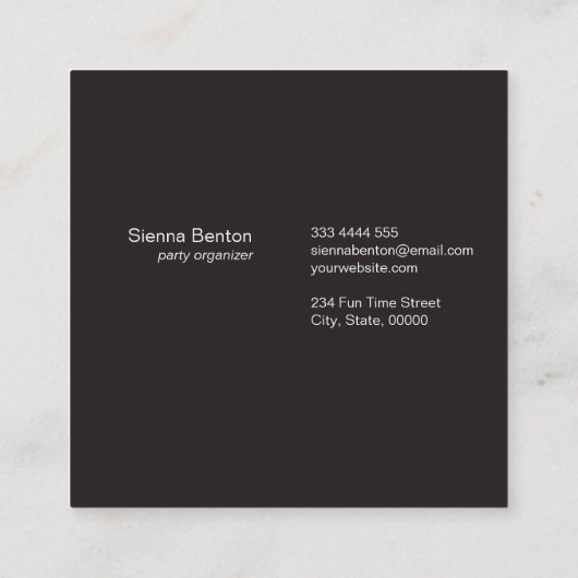 Monogram zwarte en witte poka-punten vierkante visitekaartje (Achterkant)