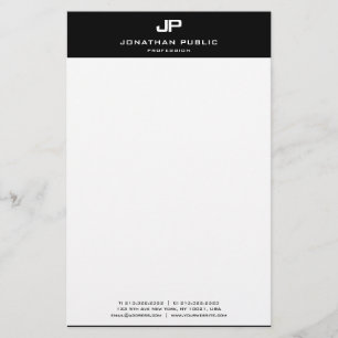 Monogram zwarte en witte Sjabloon Moderne elegant Briefpapier