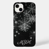 Monogram zwarte en witte Snowflake Case-Mate iPhone Case (Achterkant)