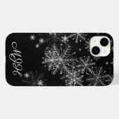 Monogram zwarte en witte Snowflake Case-Mate iPhone Case (Achterkant (horizontaal))