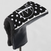 Monogram | Zwarte en witte staafvlek Golfheadcover (3/4 voorkant)