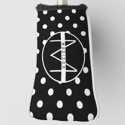 Monogram | Zwarte en witte staafvlek Golfheadcover (Draai 90)