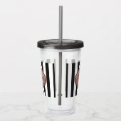Monogram zwarte en witte strepen acryl drinkbeker (Rechts)