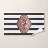 Monogram zwarte en witte strepen bad handdoek (Handdoek)