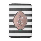 Monogram zwarte en witte strepen badmat (Voorkant Verticaal)