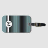 Monogram zwarte en witte strepen bagagelabel (Voorkant (horizontaal))