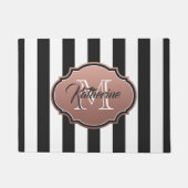 Monogram zwarte en witte strepen deurmat (Voorkant)