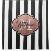 Monogram zwarte en witte strepen douchegordijn (Voorkant)
