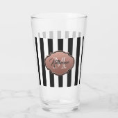 Monogram zwarte en witte strepen glas (Achterkant)