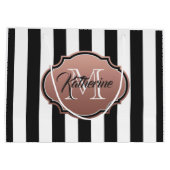 Monogram zwarte en witte strepen groot cadeauzakje (Achterkant)
