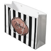 Monogram zwarte en witte strepen groot cadeauzakje (Voorkant Gekanteld)