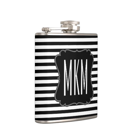 Monogram zwarte en witte strepen heupfles (Rechts)