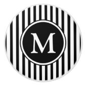 Monogram zwarte en witte strepen keramische knop (Voorkant)