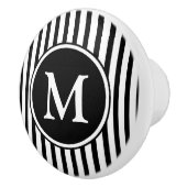 Monogram zwarte en witte strepen keramische knop (Rechts)