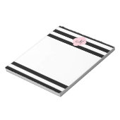 Monogram zwarte en witte strepen met Pastel Roze Notitieblok (Linkerzijde)