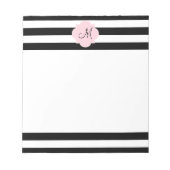 Monogram zwarte en witte strepen met Pastel Roze Notitieblok (Voorkant)