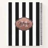 Monogram zwarte en witte strepen notitieboek (Achterkant)