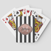 Monogram zwarte en witte strepen pokerkaarten (Achterkant)