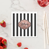 Monogram zwarte en witte strepen servet (Insitu)