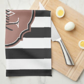 Monogram zwarte en witte strepen theedoek (Quarter Fold)