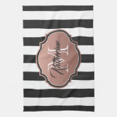 Monogram zwarte en witte strepen theedoek (Verticaal)