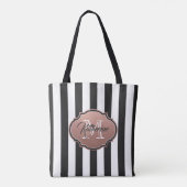 Monogram zwarte en witte strepen tote bag (Achterkant)