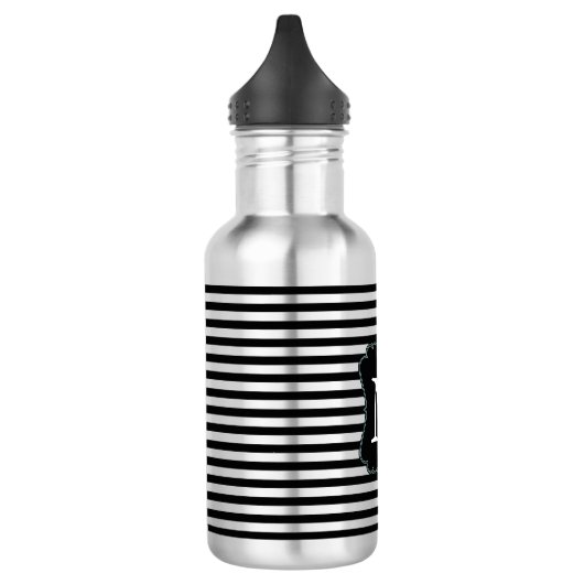 Monogram zwarte en witte strepen waterfles (Links)