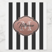 Monogram zwarte en witte strepen wijn etiket (Enkel label)